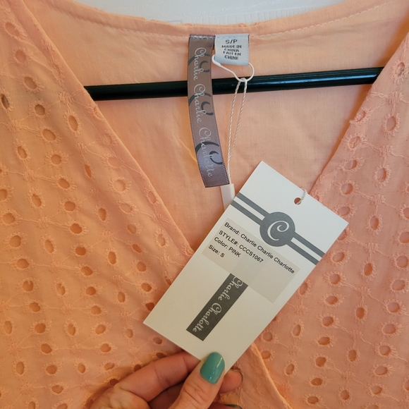 Coral Pointelle Shift Dress - Picture 3 of 4